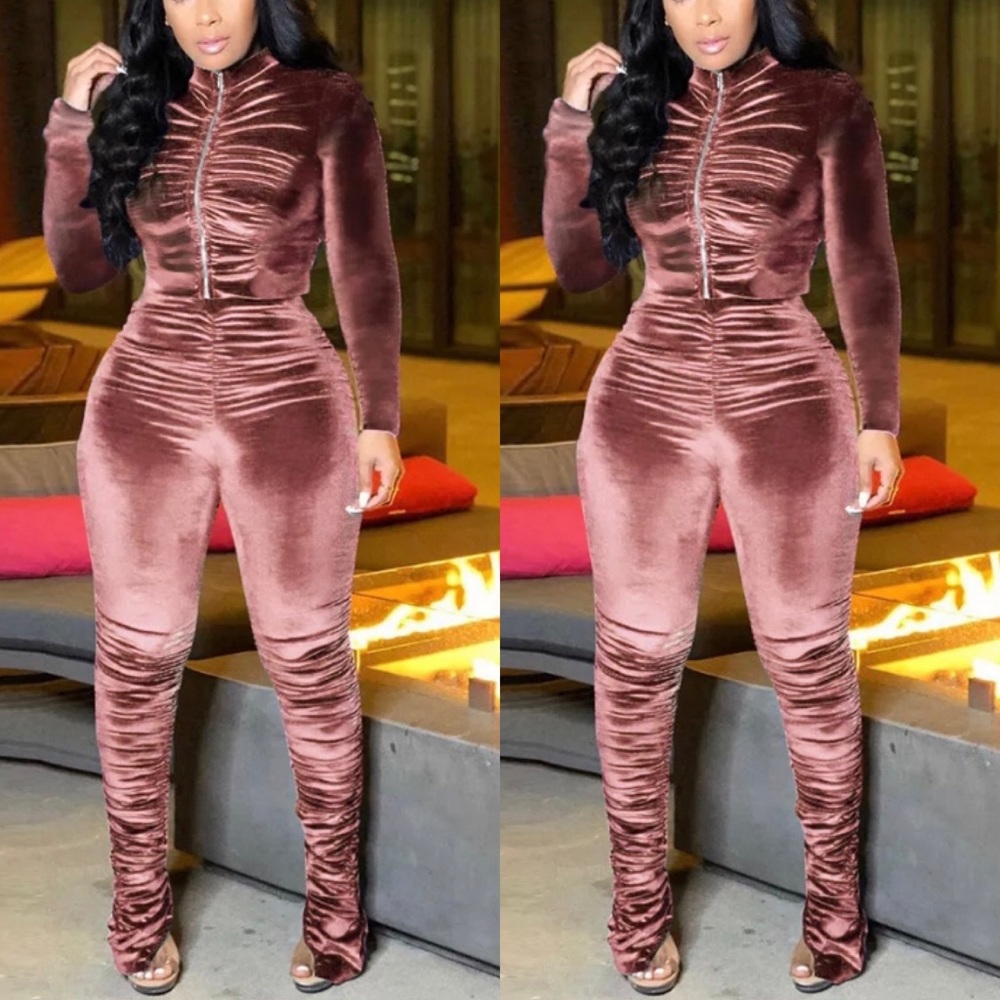 Velour Scrunch Jogger Set